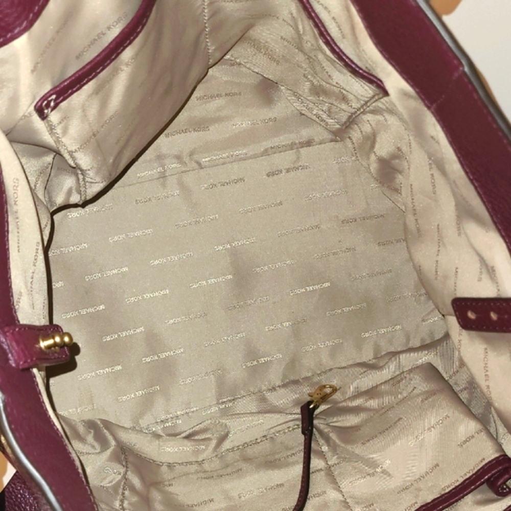 Michael Kors Brooklyn Burgundy Leather Satchel - Picture 12 of 15